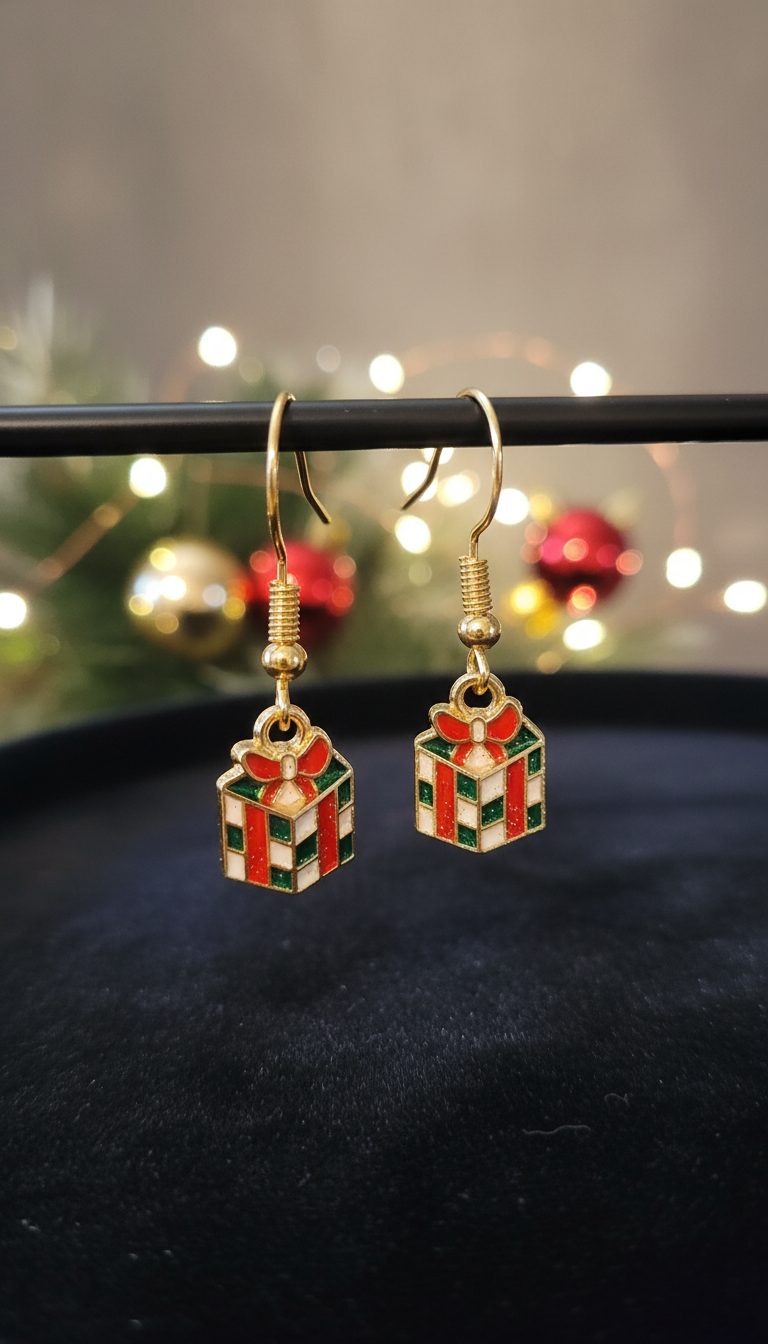 Festive Sparkle Christmas Earrings in elegant holiday setting