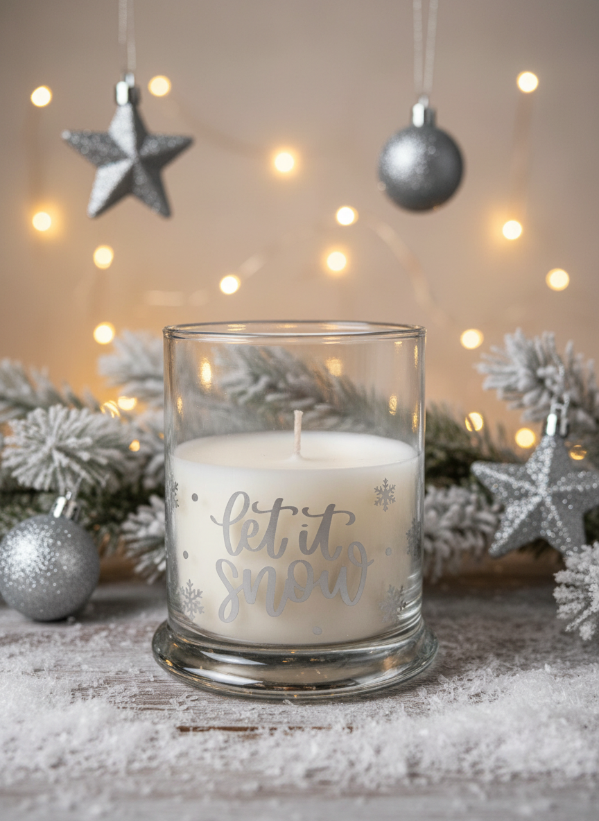 Let it Snow Candle Holder Winter Background