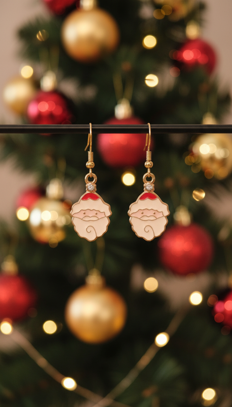Santa Claus Earrings Christmas Background